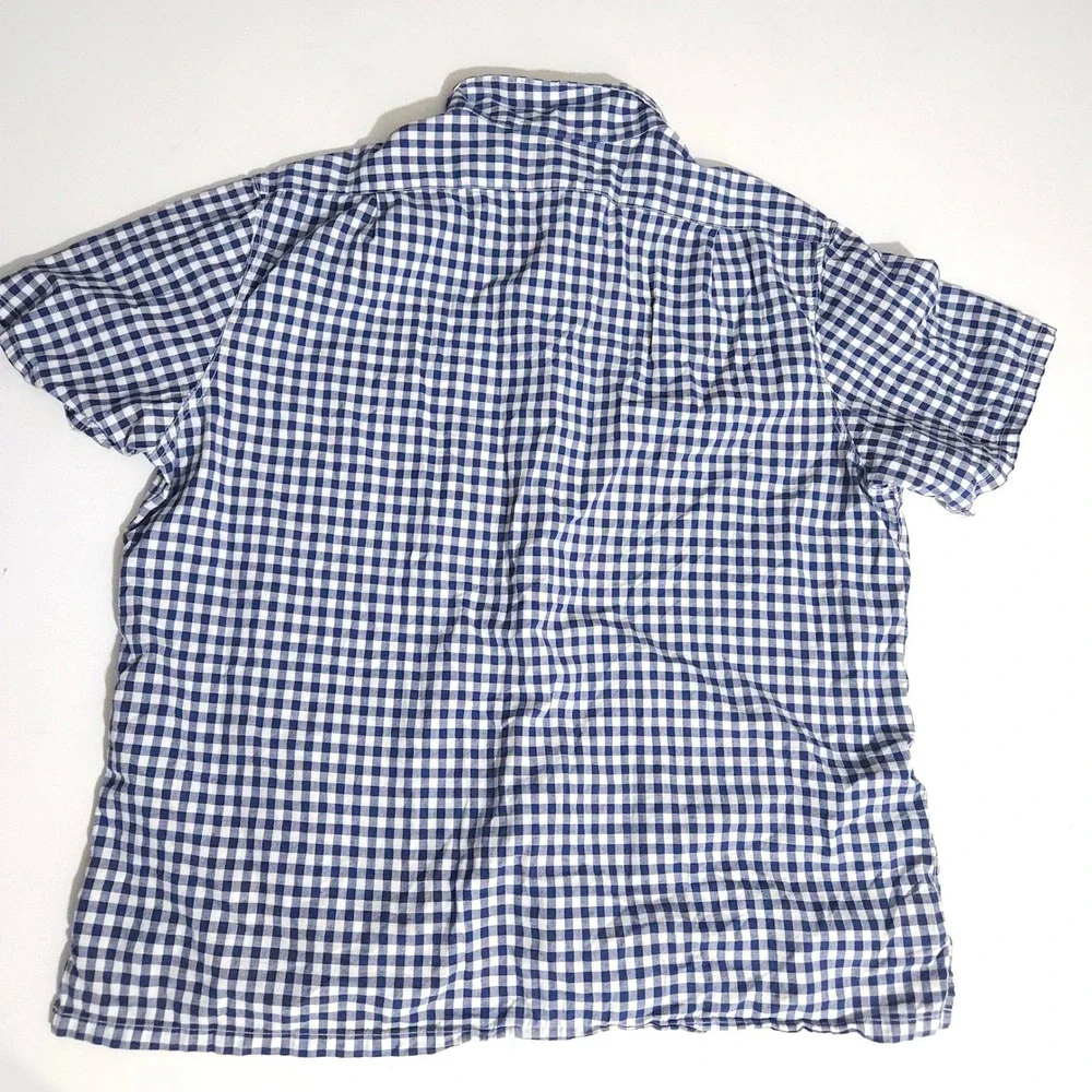 Polo Ralph Lauren Mens XXL Blue White Gingham Short Sleeve Button Down Shirt